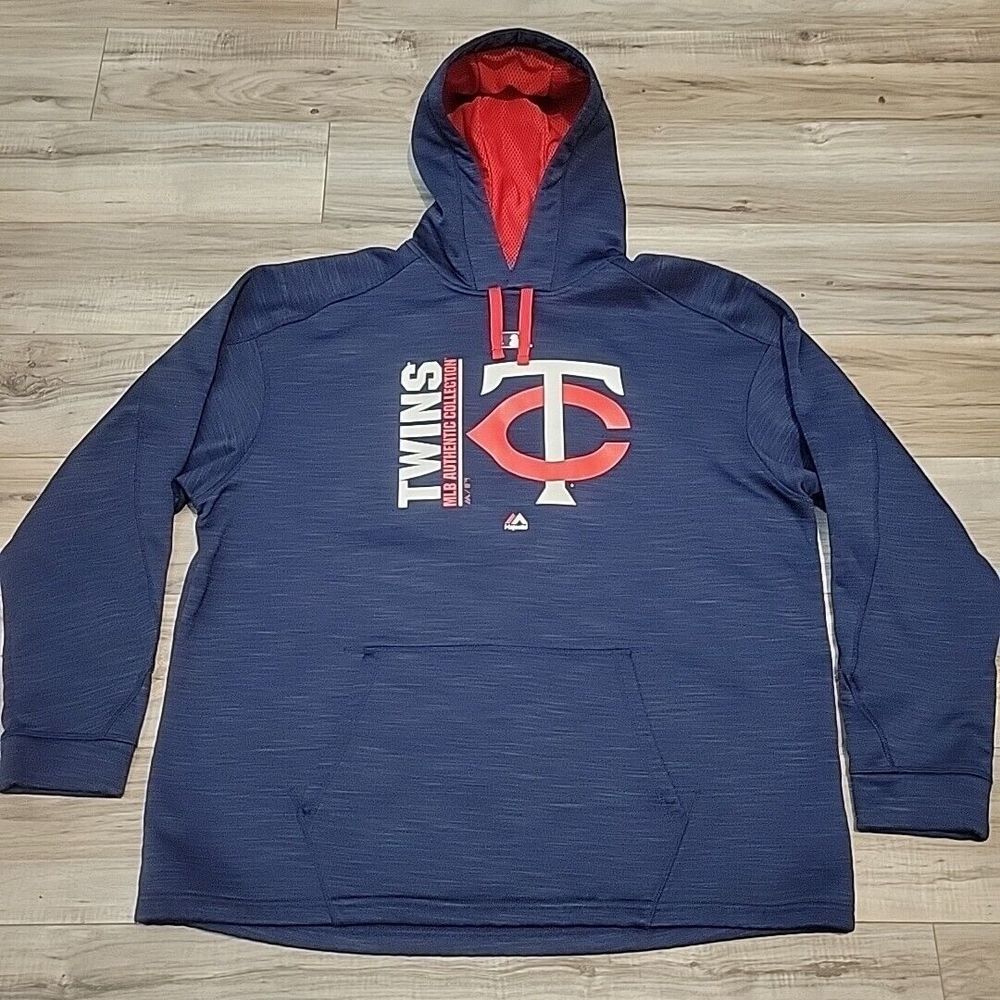 MLB Minnesota Twins Sweater Adult 2XL Blue Hoodie Pullover Majestic Sweatershirt